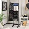 Costway Jewelry Cabinet Armoire Full Length Frameless Mirror Lockable with Lights White/Black/Rustic Brwon